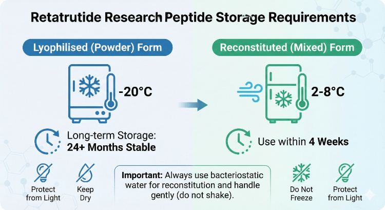 [Icons: Storage requirements - freezer, refrigerator, clock symbols]