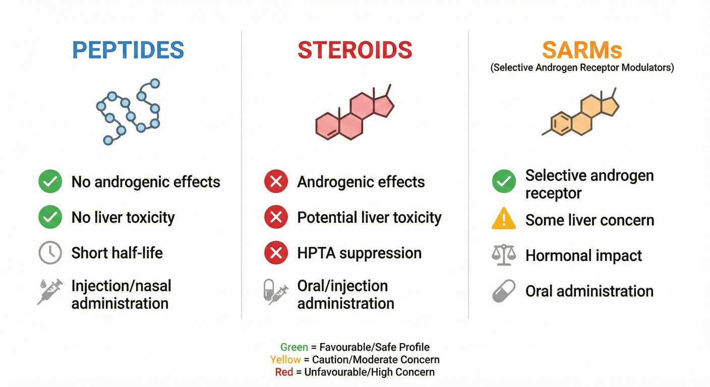 Сравнение: пептиди vs стероиди vs SARMs